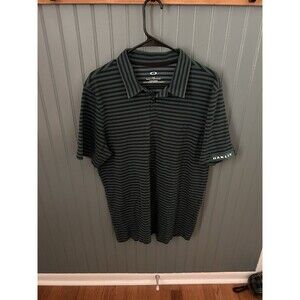 Oakley Men's Top Stripe Polo Size‎ L Green-SKU O